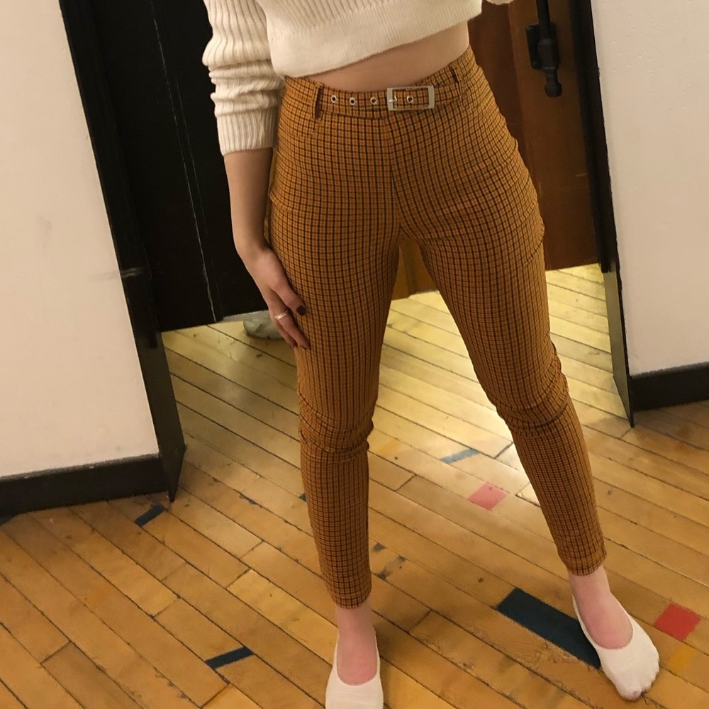 Urban Outfitters US 0 Neve Belted High-Waisted Cigarette Pant Orange Multi - Picture 15 of 16